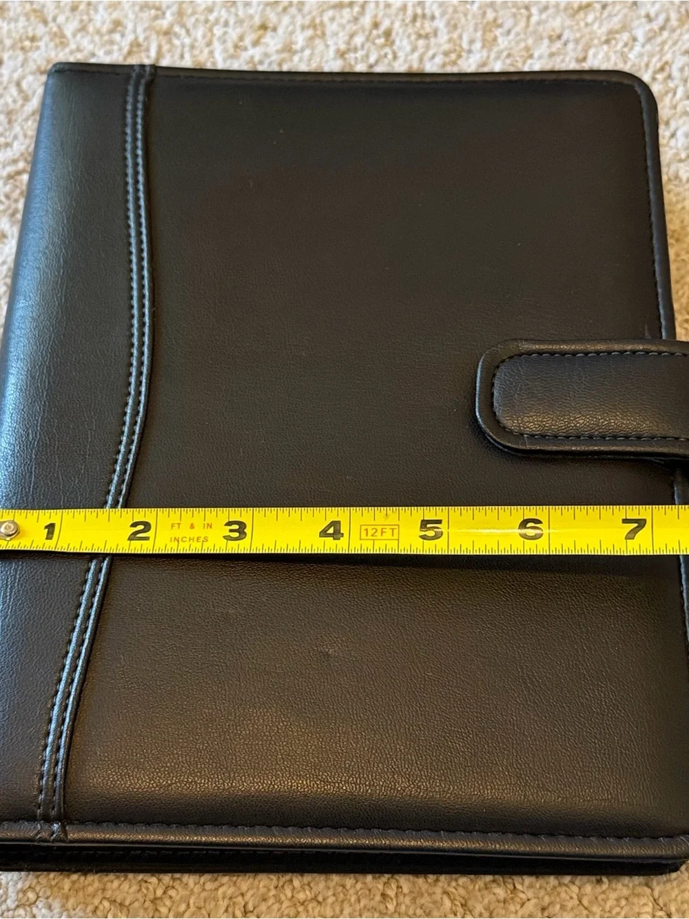 Day Timer Smooth Black Leather 7 Ring Planner Snap Close Inserts 90s Vintage (2)